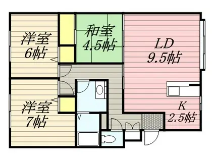 パークハイム西岡Ⅱ(3LDK/1階)の間取り写真
