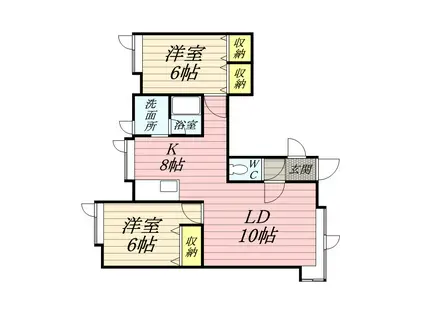 ウエストプラザ5-6A(2LDK/2階)の間取り写真