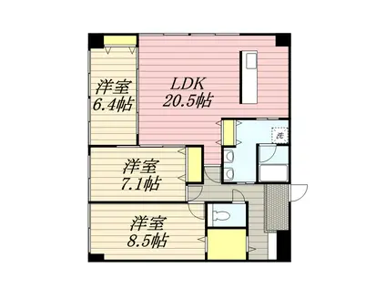 HILLS GARDEN 本通(3LDK/6階)の間取り写真