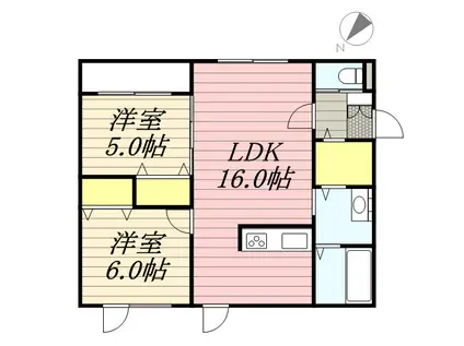 朝日ハイツⅡ(2LDK/1階)の間取り写真