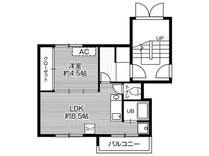 ビレッジハウス福住5号棟(1LDK/4階)の間取り写真