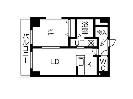 メトロ月寒中央(1LDK/9階)の間取り写真