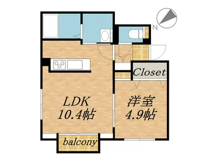 ティエラ栄通(1LDK/4階)の間取り写真