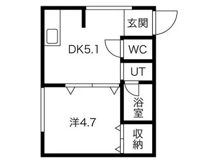 ブリスコート(1DK/4階)の間取り写真