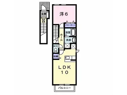 ハーモニーさかえ通Ⅱ(1LDK/2階)の間取り写真
