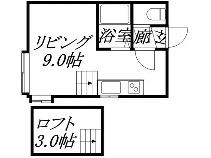 TCM学園前Ⅰ(1K/2階)の間取り写真