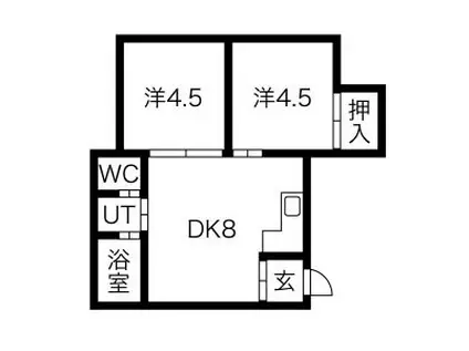 リバアハイツ B(2DK/1階)の間取り写真