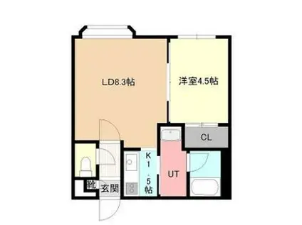 リリアンⅡ(1LDK/1階)の間取り写真