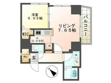 スペチアーレ麻生(1LDK/2階)の間取り写真