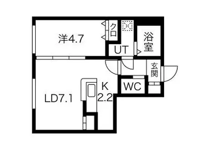 ルヌアージュ山鼻南(1LDK/5階)の間取り写真