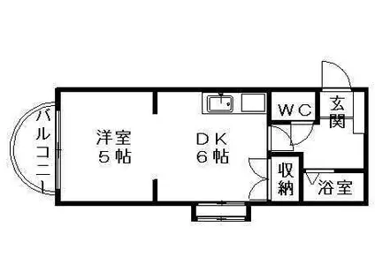 プレジデントシティ神宮(1DK/2階)の間取り写真