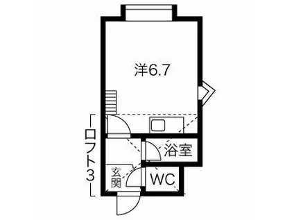 アップルハウス北16条Ⅱ(ワンルーム/2階)の間取り写真