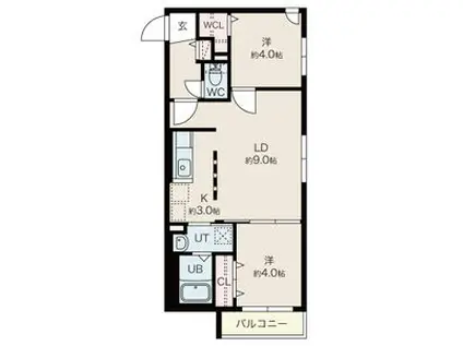 ファランドール新札幌Ⅱ(2LDK/3階)の間取り写真