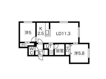 コローレ月寒東(2LDK/4階)の間取り写真