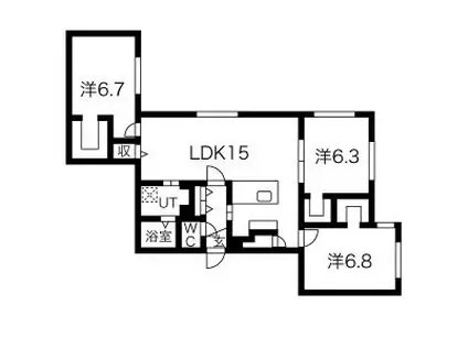 レブニーズ ザ・レジデンス 宮の森(3LDK/3階)の間取り写真