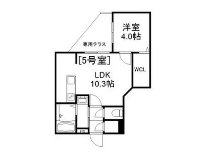 ALIVIS美園(1LDK/1階)の間取り写真