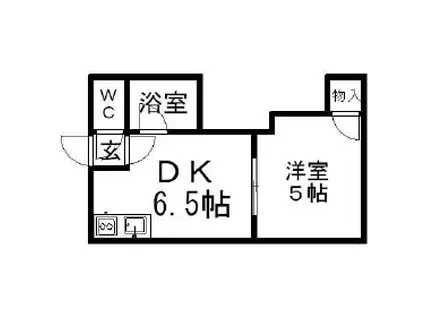 ロイヤルコート学園前(1DK/2階)の間取り写真