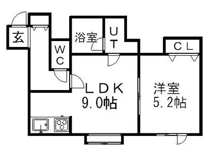 リッセ・Ⅰ(1LDK/1階)の間取り写真