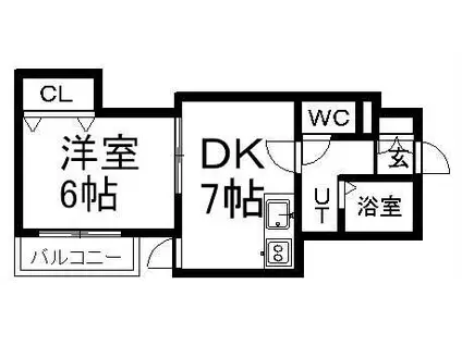 シティクレストVI(1DK/3階)の間取り写真