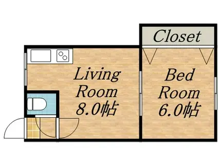 豊荘(1LDK/2階)の間取り写真