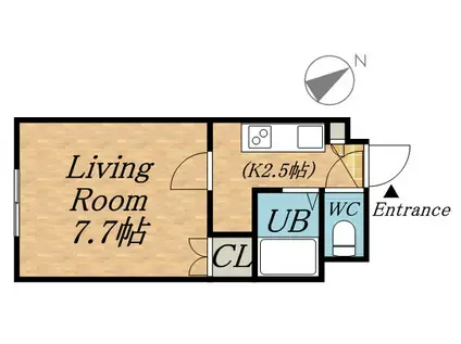 プチロアール(1K/1階)の間取り写真