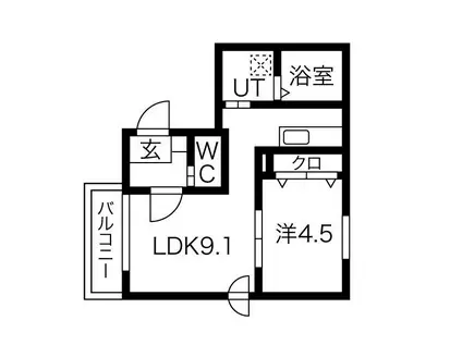 プルミエ福住(1LDK/3階)の間取り写真