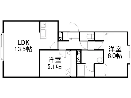 パークプラザMⅡ(2LDK/2階)の間取り写真