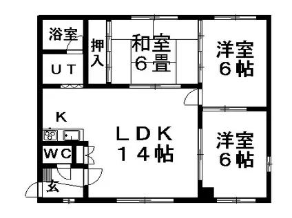 北野ハイツ(3LDK/2階)の間取り写真