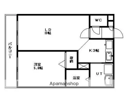 栄通銀座パレス(1LDK/3階)の間取り写真