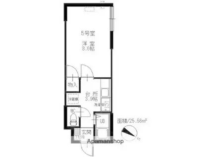 サクシーズ北野(1K/3階)の間取り写真