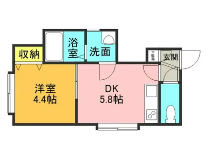 ノースキューブ(1DK/3階)の間取り写真