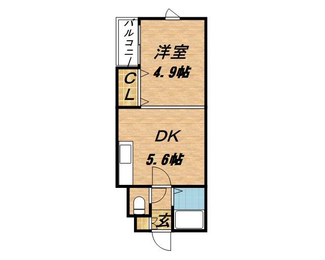 108松井ビルA(1DK/1階)の間取り写真