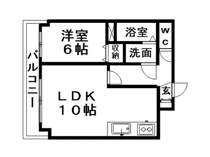 KISS INN 12(1LDK/1階)の間取り写真