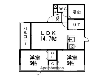 サンリットフィオーレ(2LDK/3階)の間取り写真