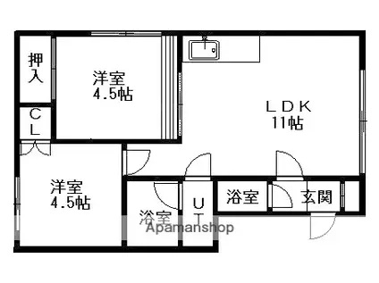 Kビル(2LDK/2階)の間取り写真