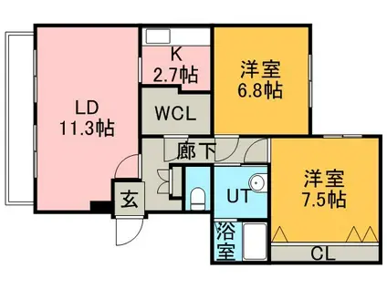 インフィニティ28(2LDK/1階)の間取り写真