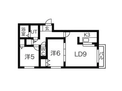 ノーススカイ(2LDK/4階)の間取り写真