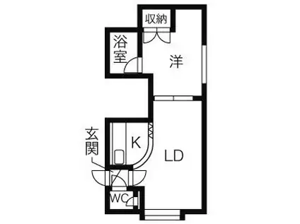 ベルメゾン平和(1DK/2階)の間取り写真