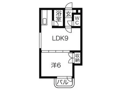 パルコート62(1DK/2階)の間取り写真