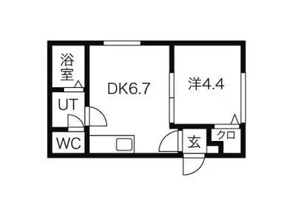 エルドラード平岸(1DK/1階)の間取り写真