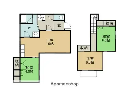 札幌市東西線 ひばりが丘駅(北海道) 徒歩18分 2階建 築43年(3LDK)の間取り写真