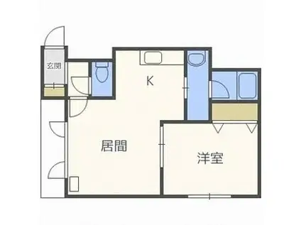 ミーサハギナカ(1LDK/3階)の間取り写真