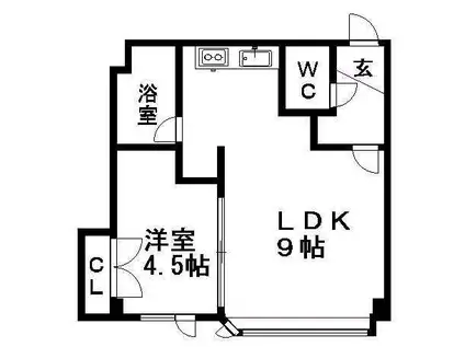 ニュープログレスビル(1LDK/4階)の間取り写真