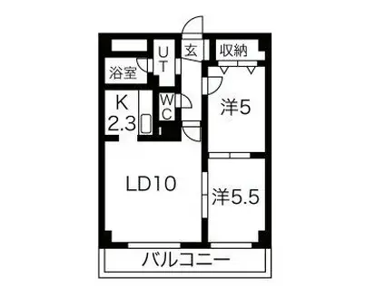 イーストウォール(2LDK/2階)の間取り写真