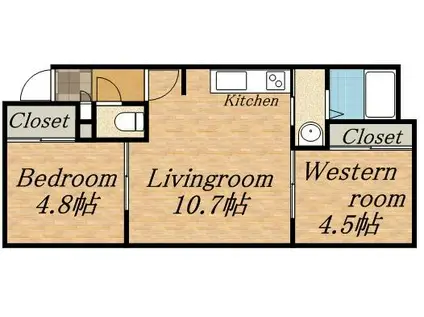 パオ月寒公園(2LDK/2階)の間取り写真