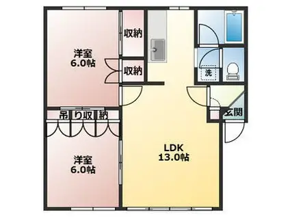 ルミエールスカイA棟(2LDK/2階)の間取り写真