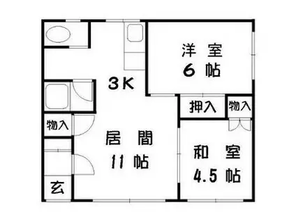 留佳マンションA(2LDK/2階)の間取り写真