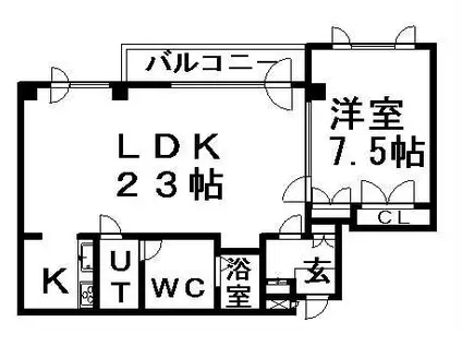 アークパレス菊水(1LDK/5階)の間取り写真