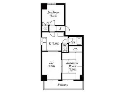 ティアナビル(2DK/4階)の間取り写真