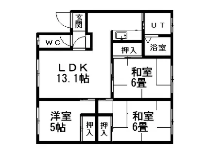マルイマンション(3DK/1階)の間取り写真